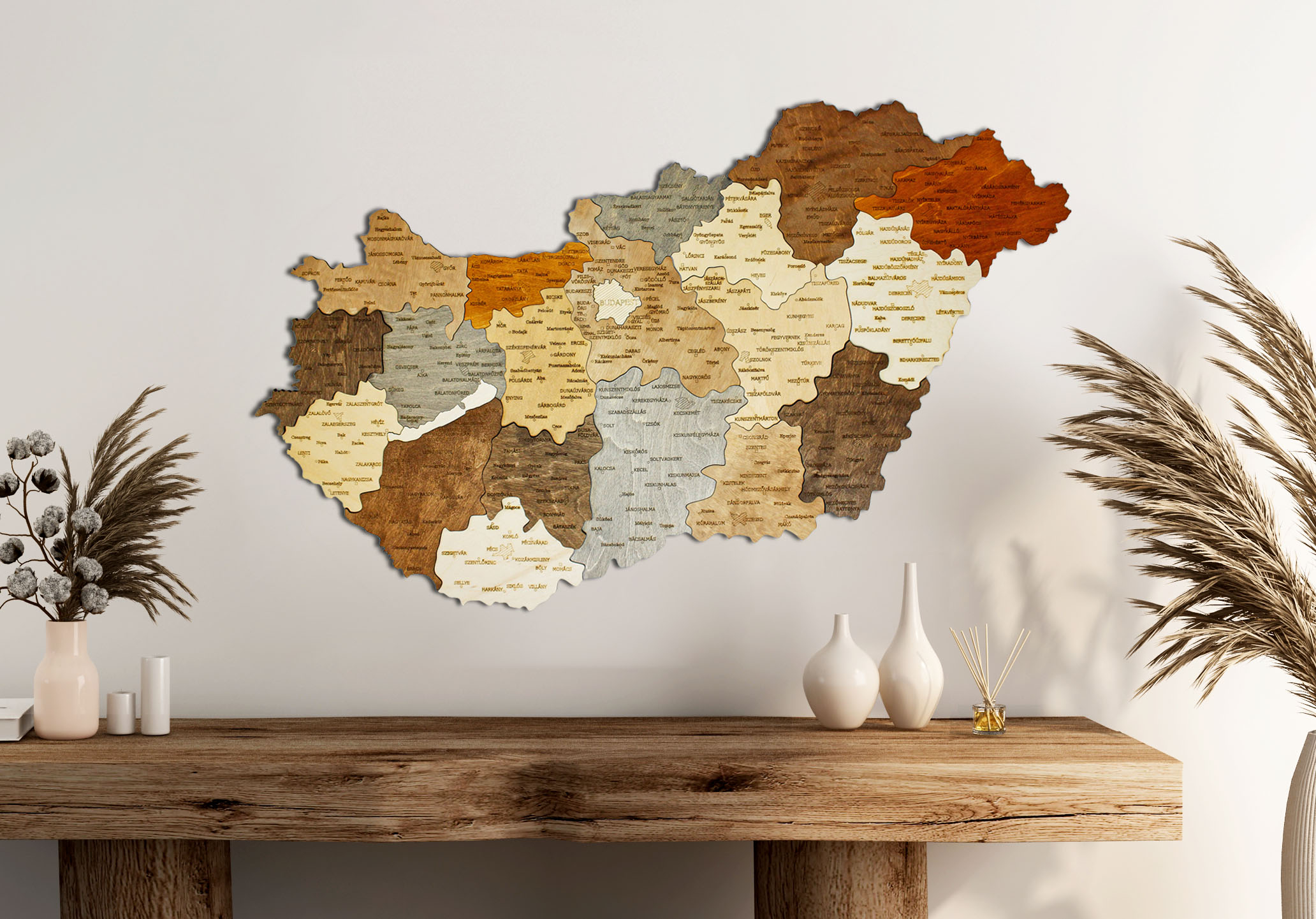 Cartographia Magyarország 3D fa puzzle falitérkép 100x62 cm - mix